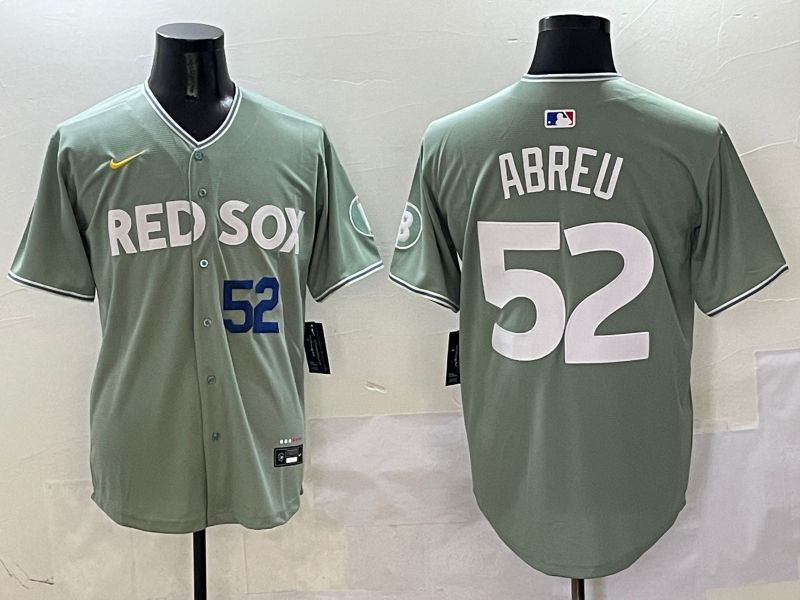 Men Boston Red Sox 52 Abreu Green Joint Name Game Nike 2025 MLB Jersey style 3
